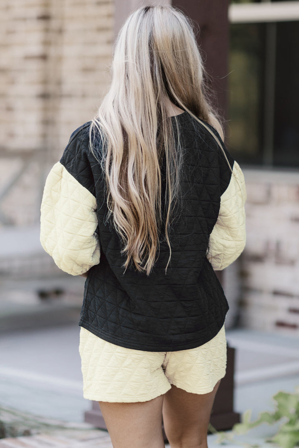 Coffee Solid Color Quilted Kangaroo Pocket Hoodie
