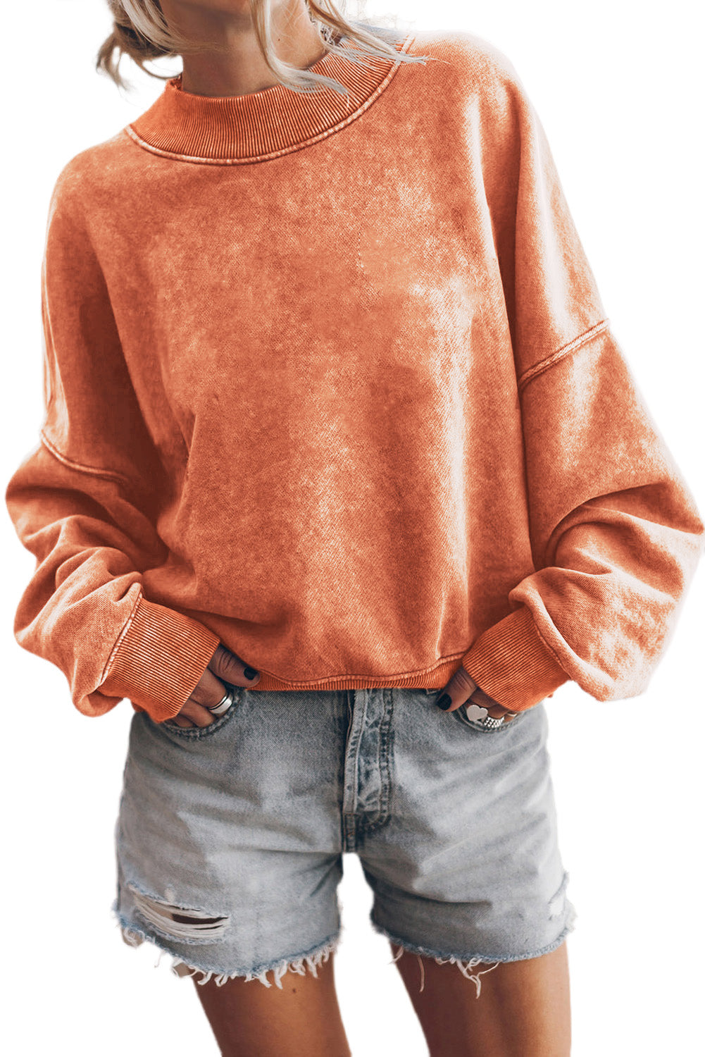 Green Drop Shoulder Crew Neck Pullover Sweatshirt