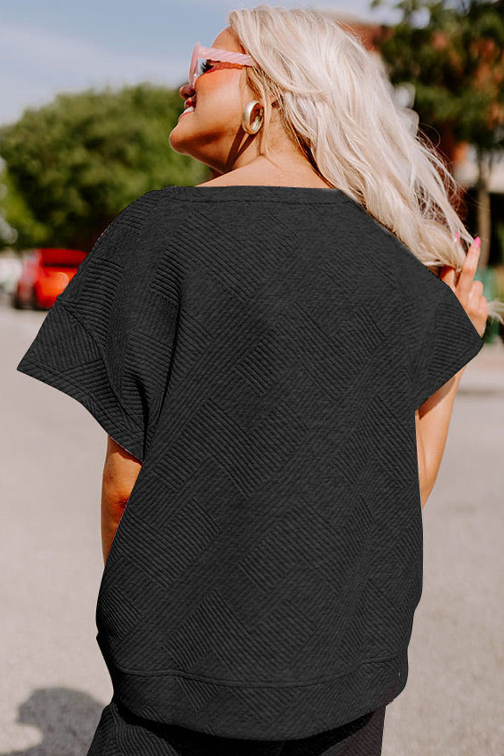 Black Ultra Loose Textured 2pcs Slouchy Outfit