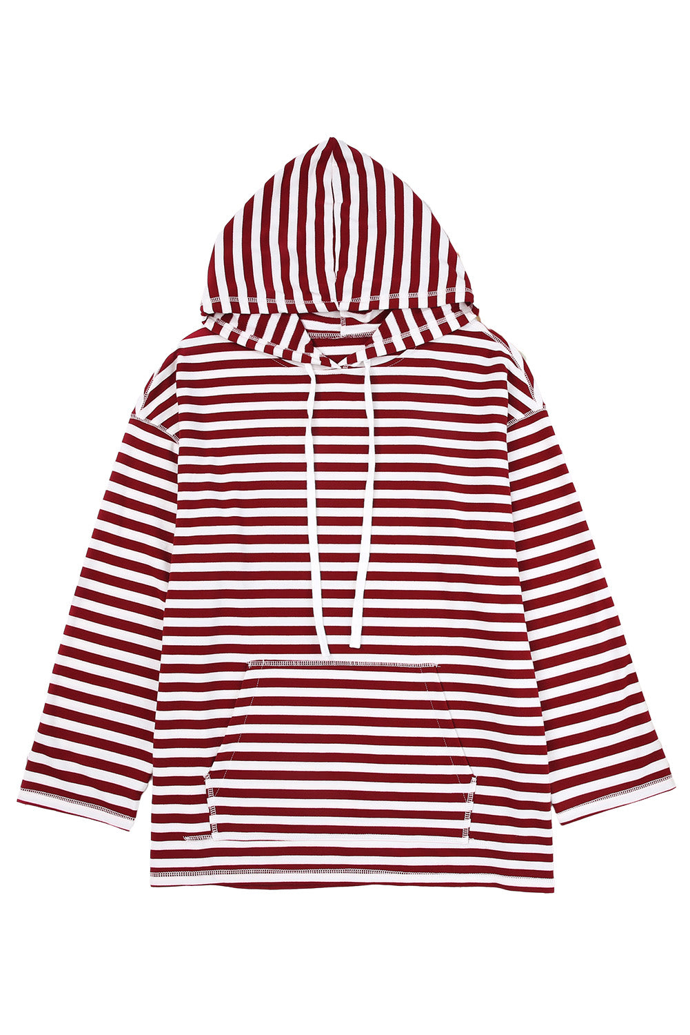 Stripe Kangaroo Pocket Drawstring Hoodie