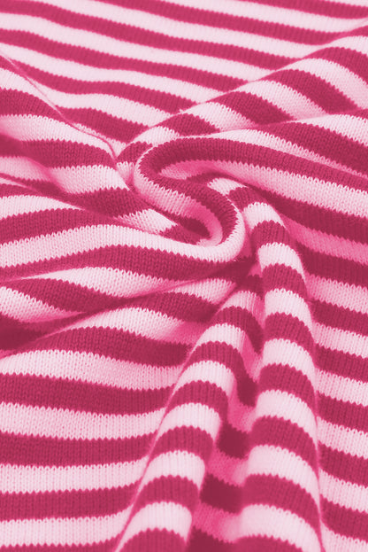Contrast Trimmed Striped Drop Shoulder Sweater