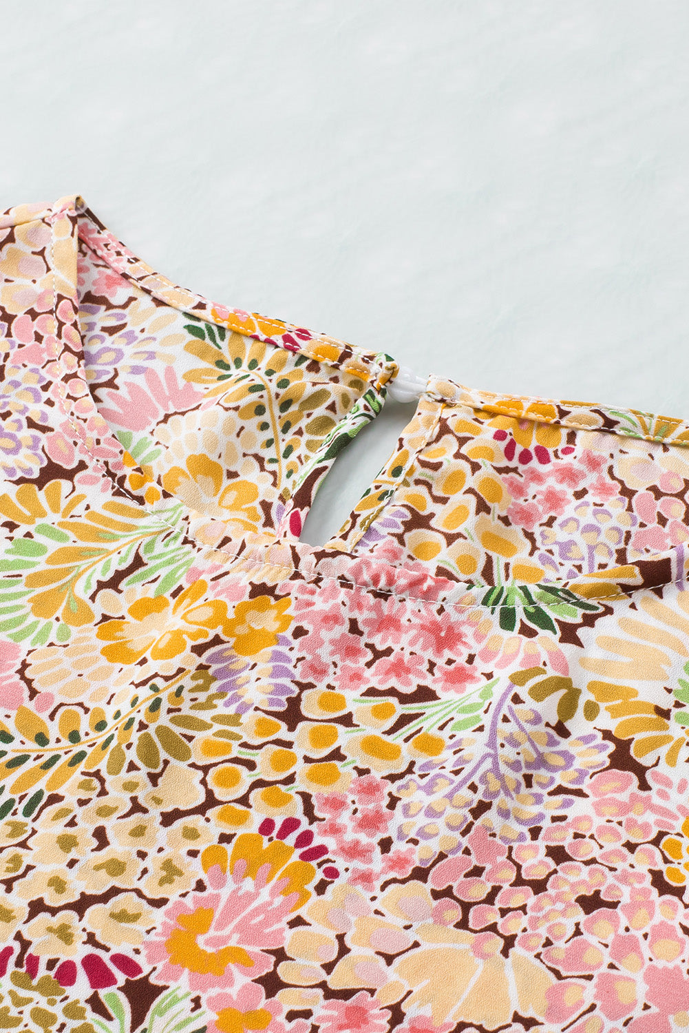 Multicolor Gorgeous Floral Print Tie V Neck Ruffle Dress