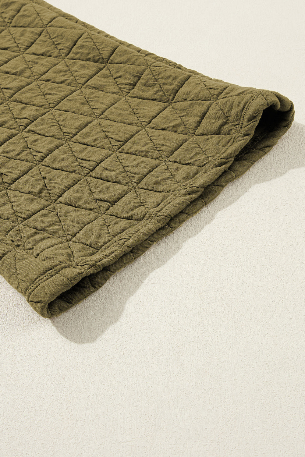 Coffee Solid Color Quilted Kangaroo Pocket Hoodie