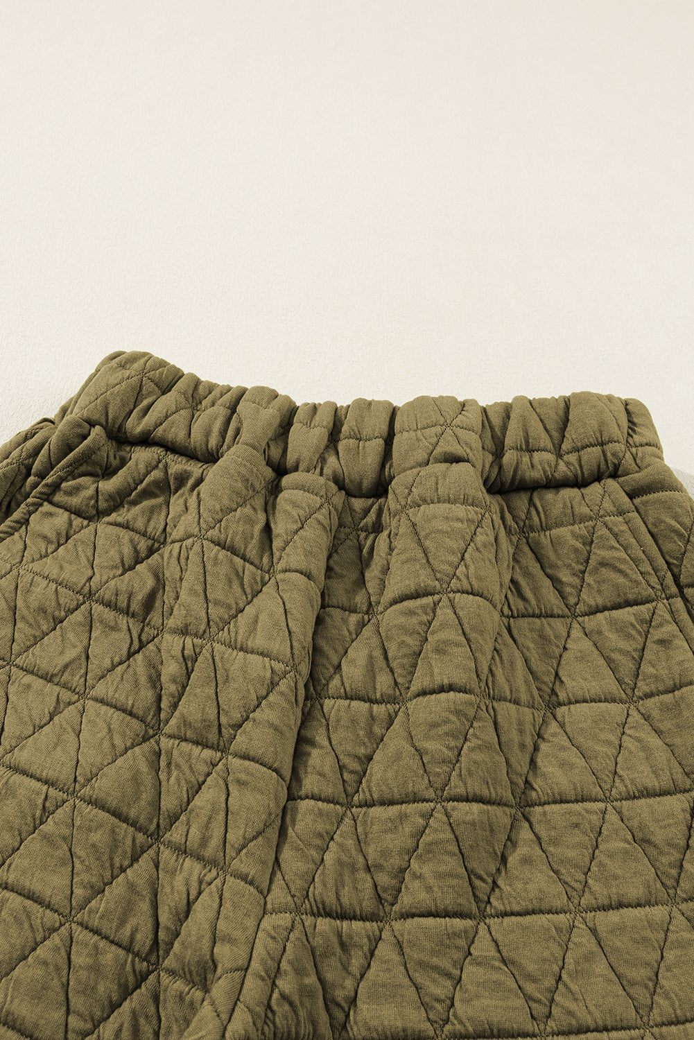 Coffee Solid Color Quilted Kangaroo Pocket Hoodie