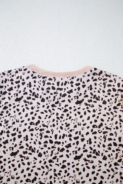 Animal Spotted Print Round Neck Long Sleeve Top
