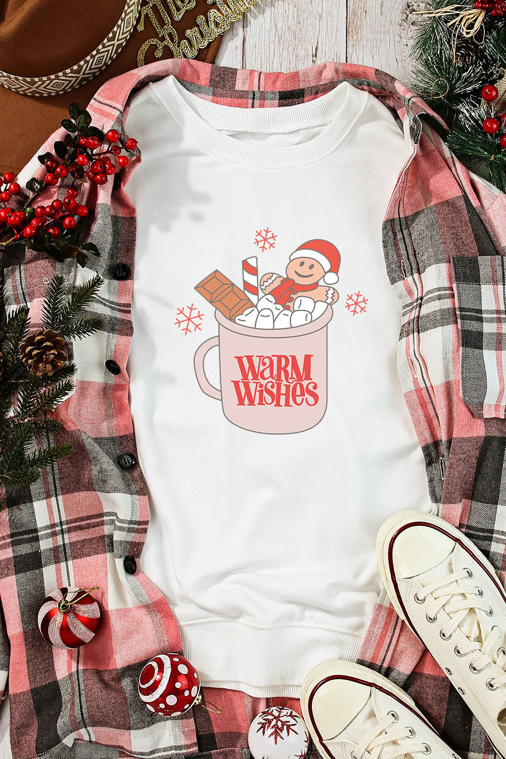 Pink MERRY Alphabet Print Loose Fit Christmas Sweatshirt