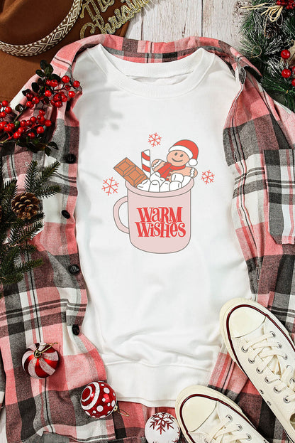 Pink MERRY Alphabet Print Loose Fit Christmas Sweatshirt
