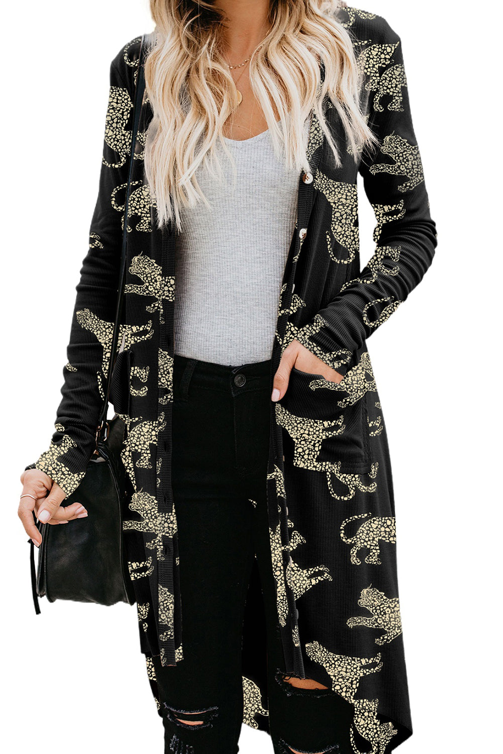 Lively Tiger Print Casual Sweatshirt