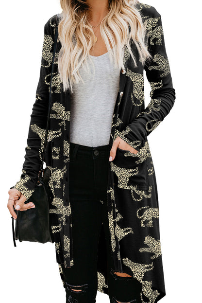 Lively Tiger Print Casual Sweatshirt