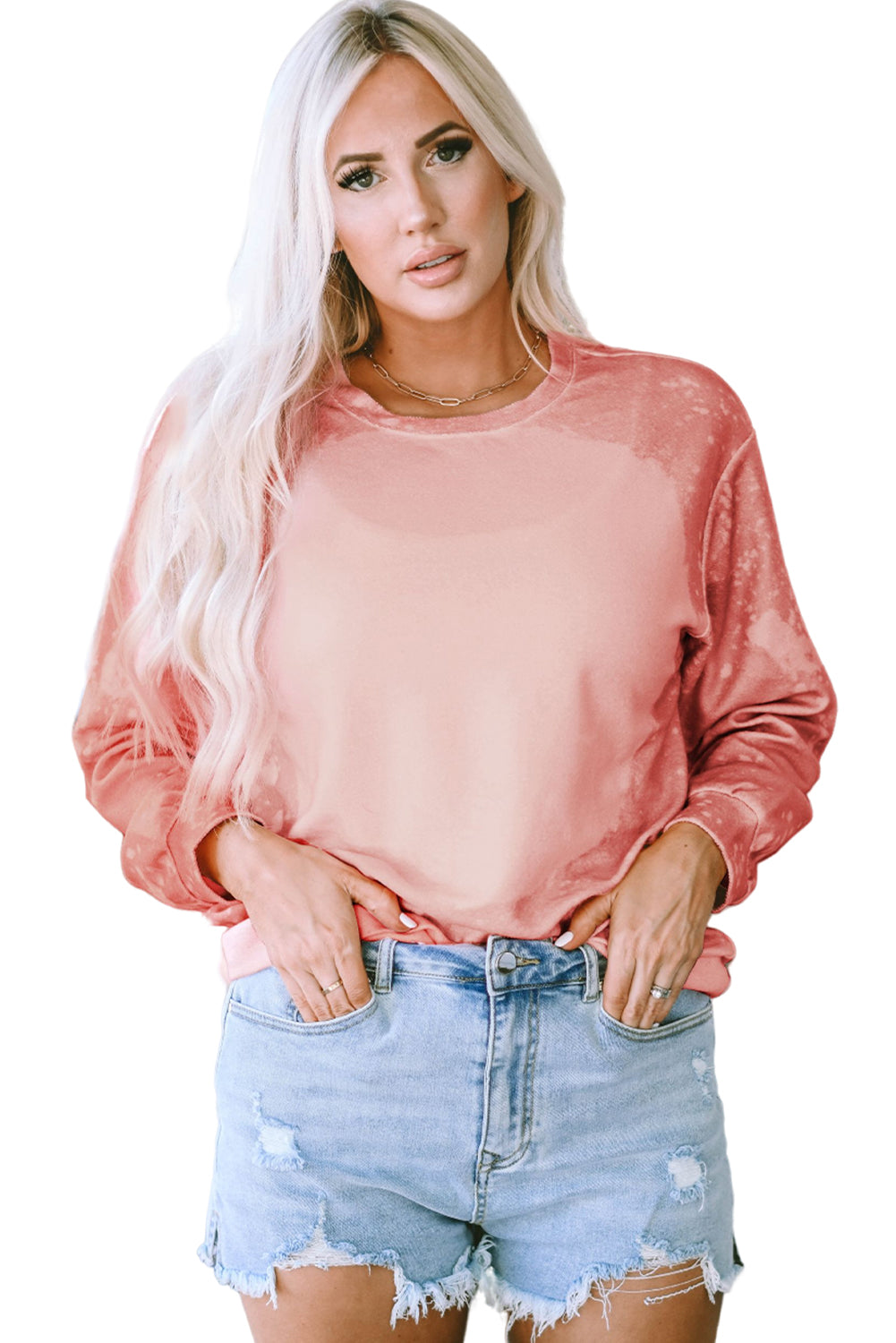Pink Tie Dye Santa Claus Graphic Pullover Sweatshirt