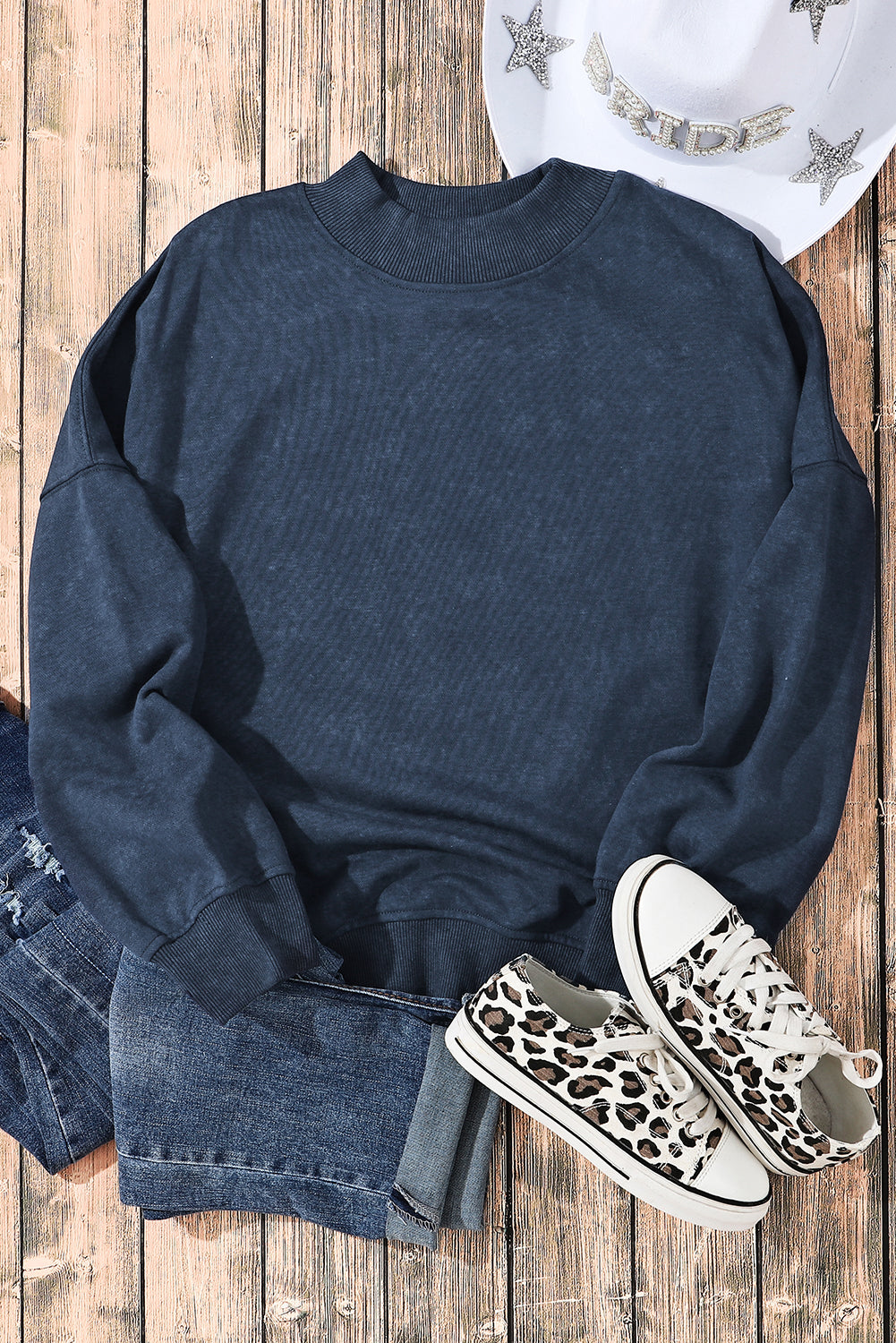 Green Drop Shoulder Crew Neck Pullover Sweatshirt