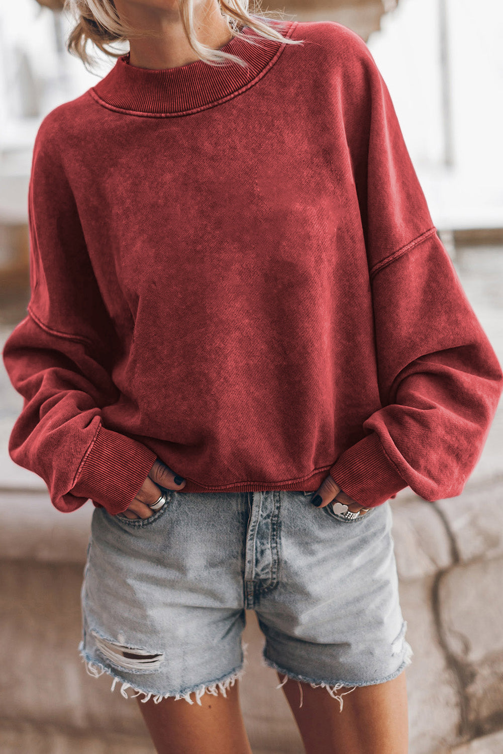 Green Drop Shoulder Crew Neck Pullover Sweatshirt