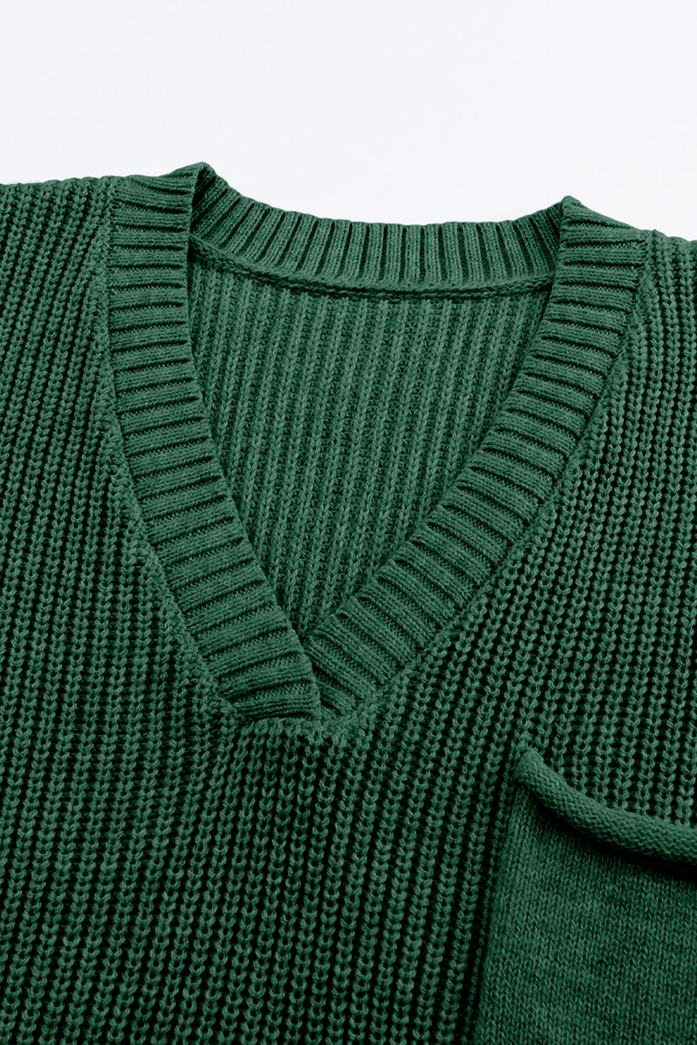 Black Knitted V Neck Sweater and Casual Pants Set