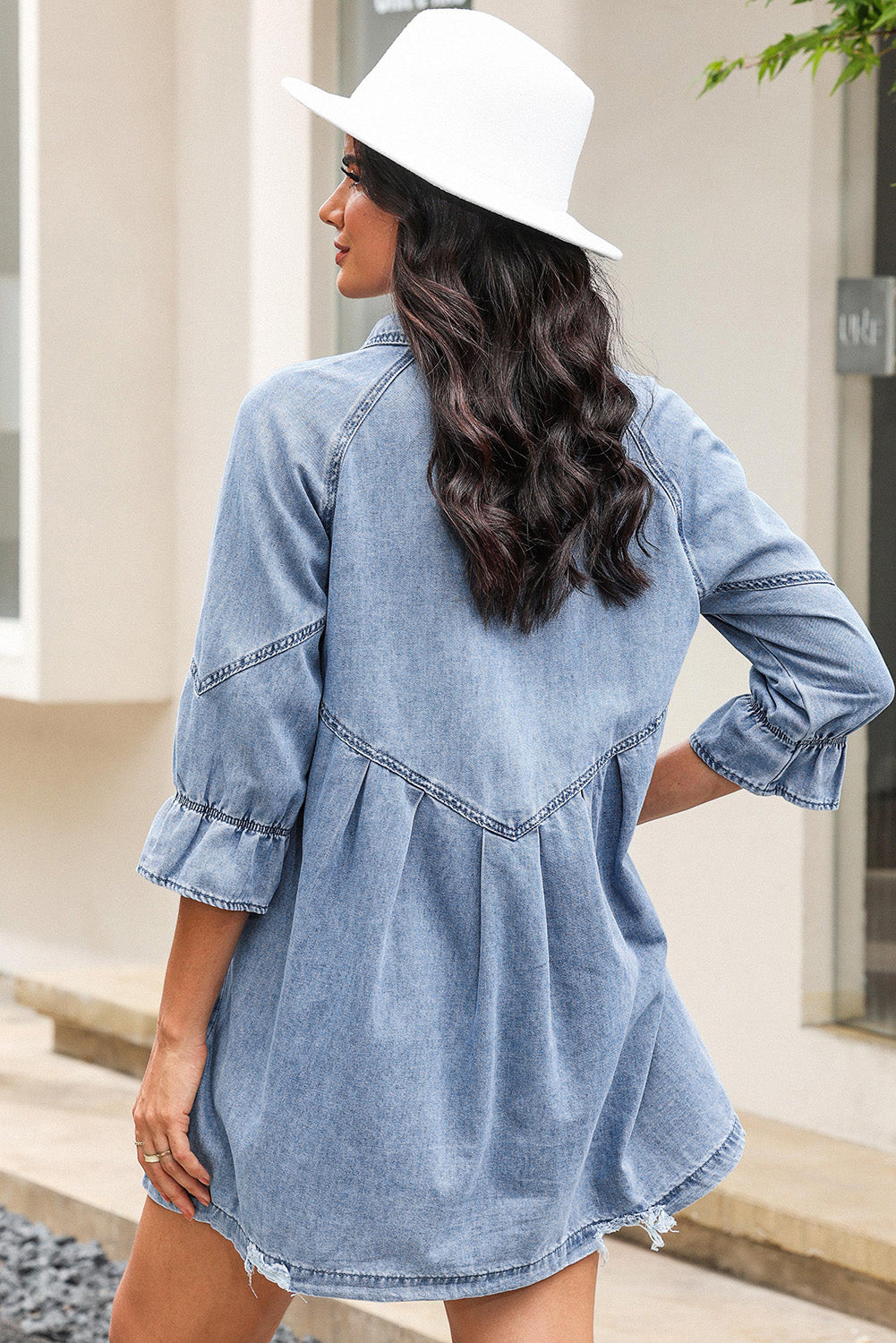 Gray Sequin Nutcracker Graphic Long Sleeve Shirt Denim Dress