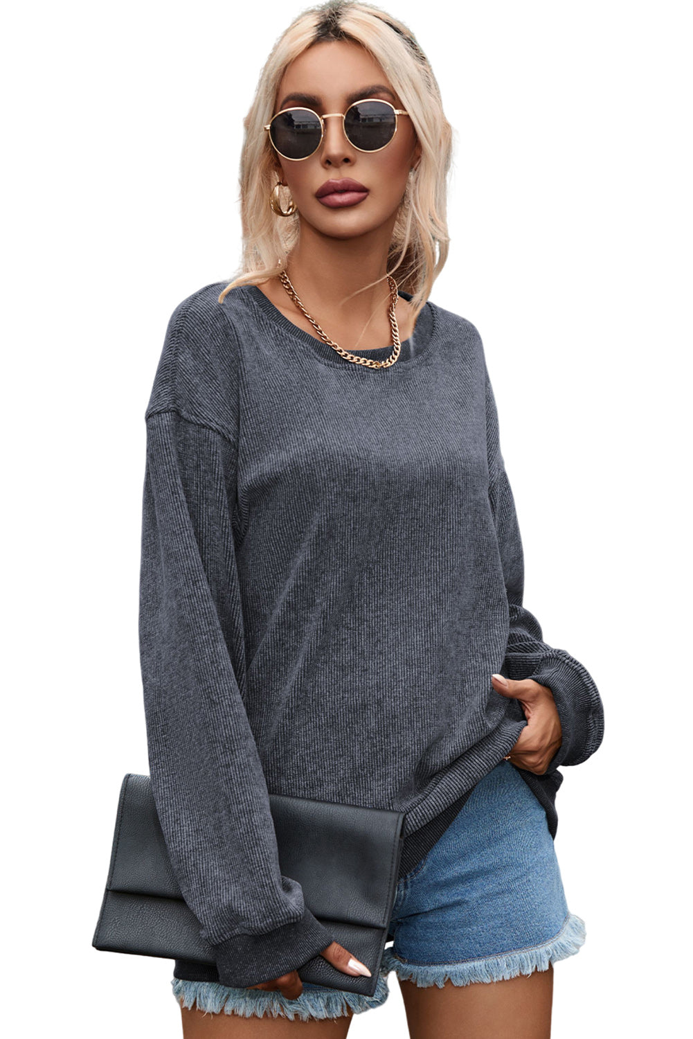 Black Christmas Neon Nutcrackers Mineral Wash Corded Sweatshirt
