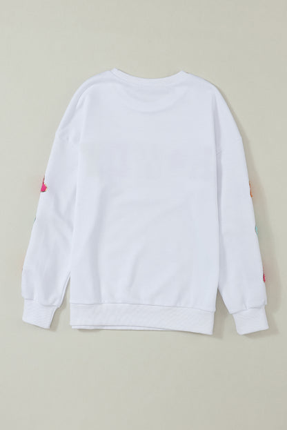 Black Glitter Howdy Patch Graphic Casual Sweatshirt