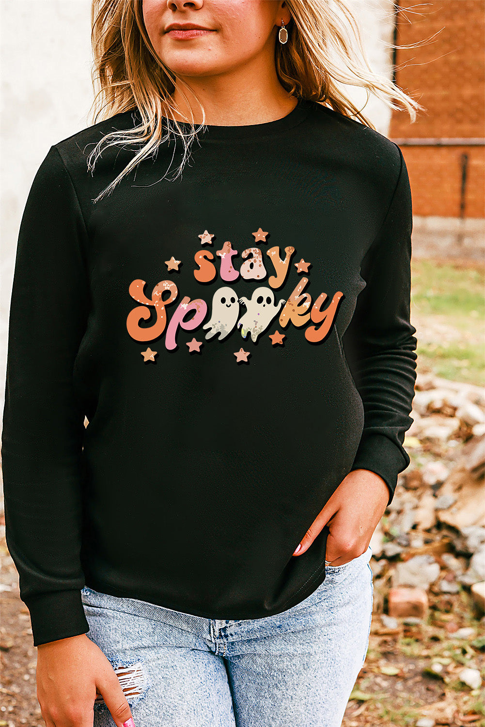 Pink MERRY Alphabet Print Loose Fit Christmas Sweatshirt