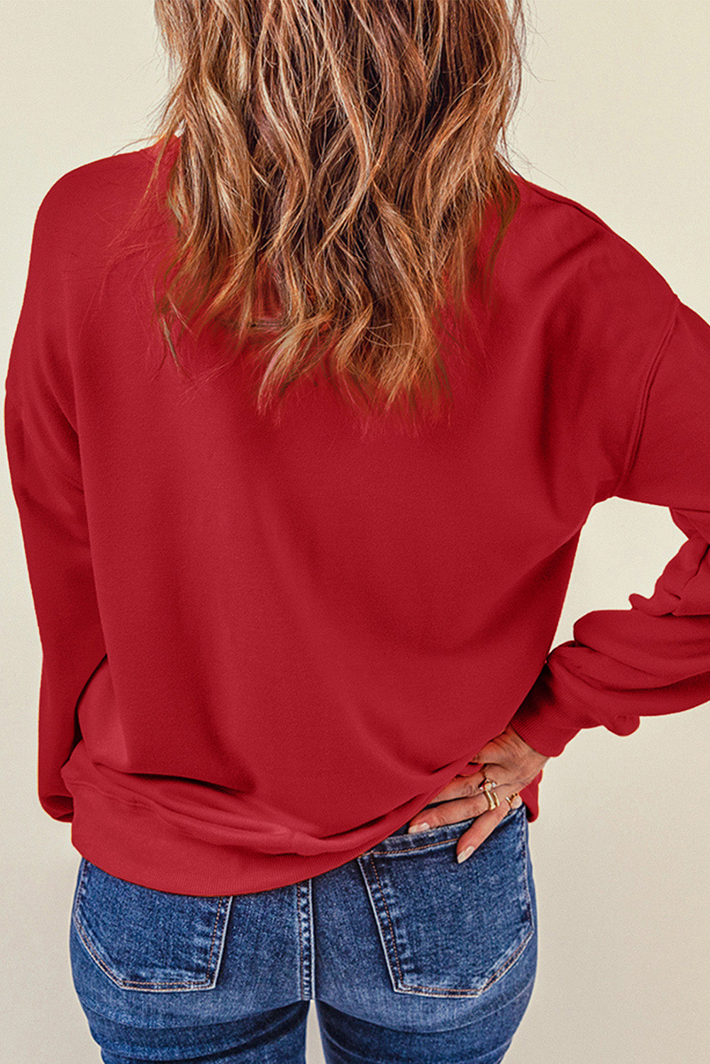 Pink MERRY Alphabet Print Loose Fit Christmas Sweatshirt