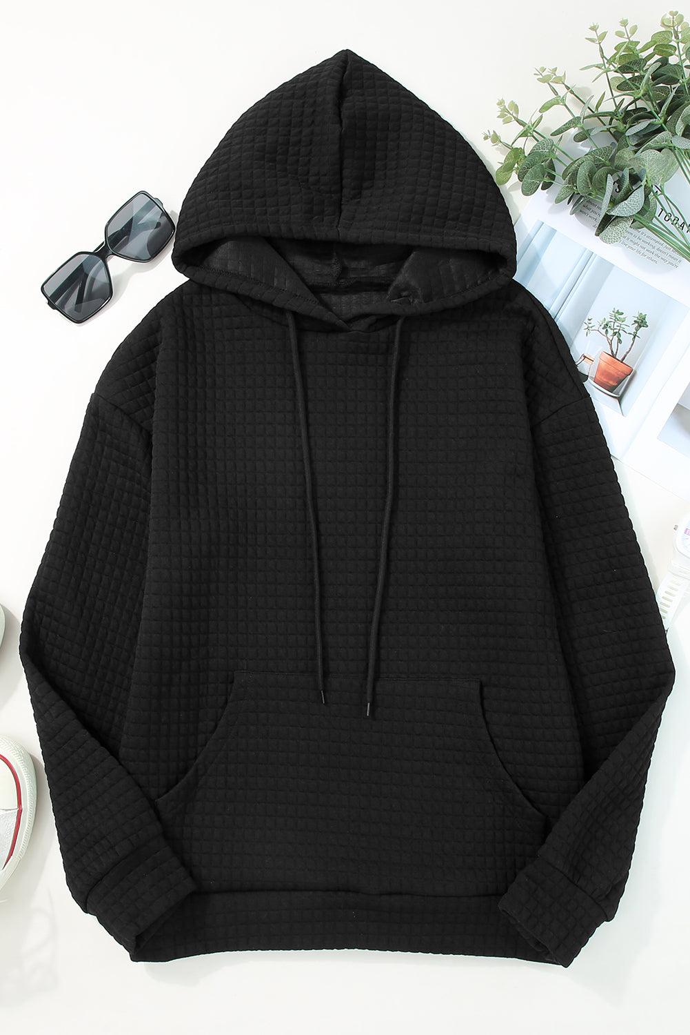 White MERRY AND BRIGHT Lattice Texture Hoodie