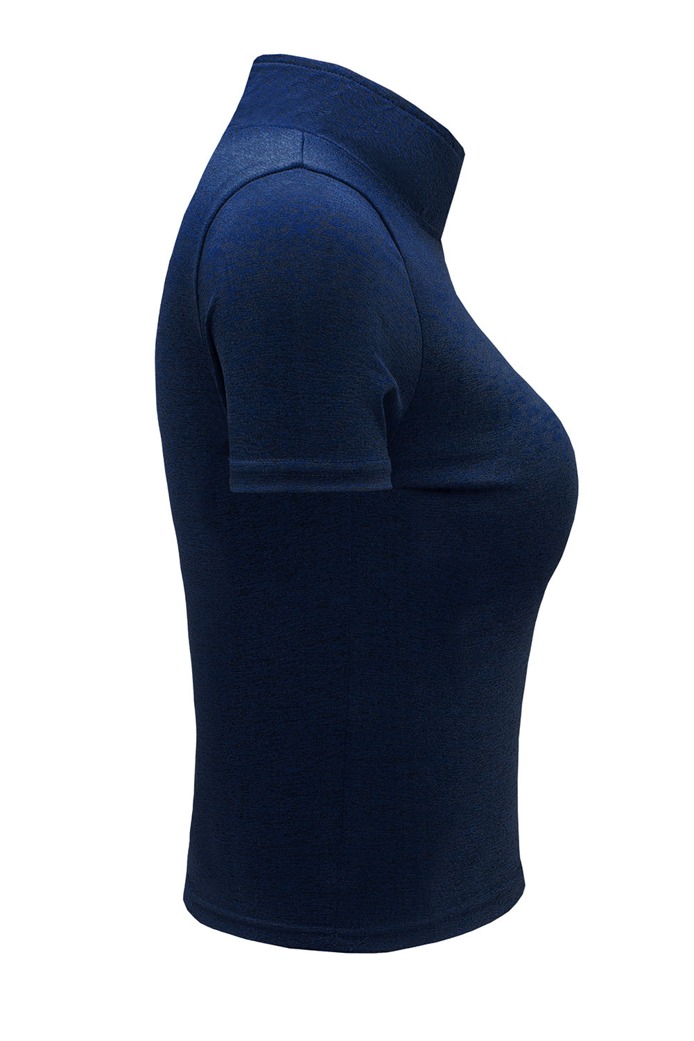 Blue Half Zipper Short Sleeve Active Crop Top