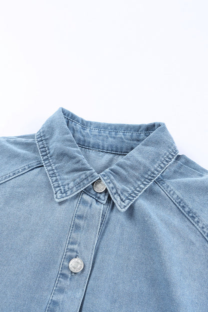 Gray Sequin Nutcracker Graphic Long Sleeve Shirt Denim Dress