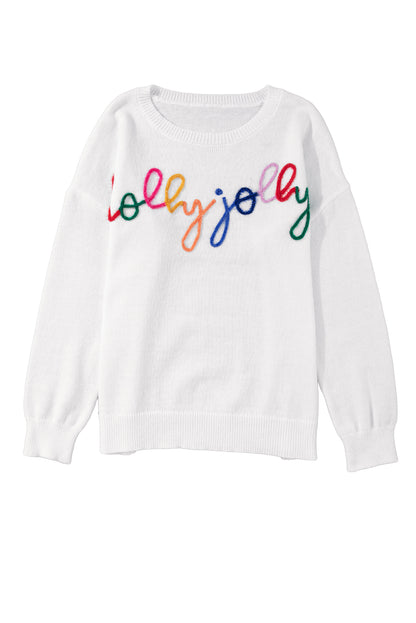 Black Holly Jolly Round Neck Casual Sweater