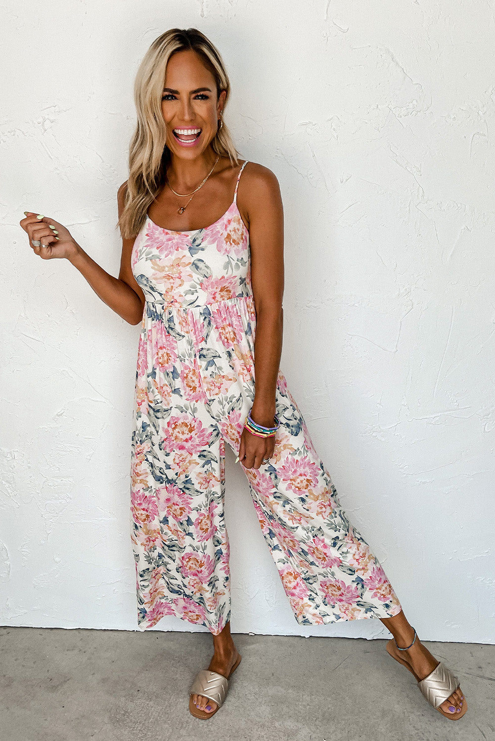 White Floral Patchwork Ribbed Maxi Dress with Pockets
