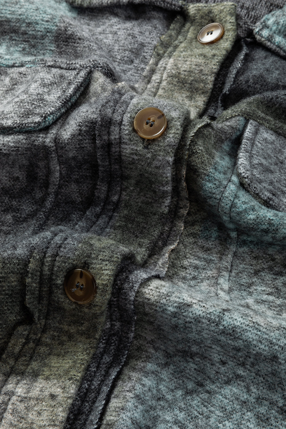 Multicolor Brushed Plaid Buttoned Pullover Oversized Hoodie