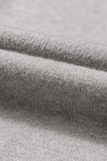 Gray Turtleneck Drop Shoulder Bubble Sleeve Knit Sweater