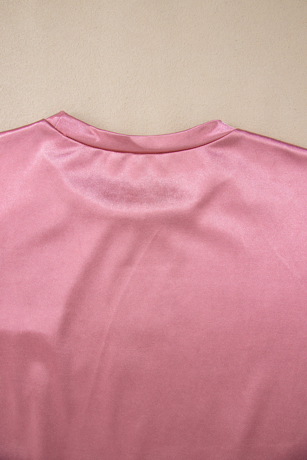 Apricot Glitter Chest Pocket Round Neck Long Sleeve Top