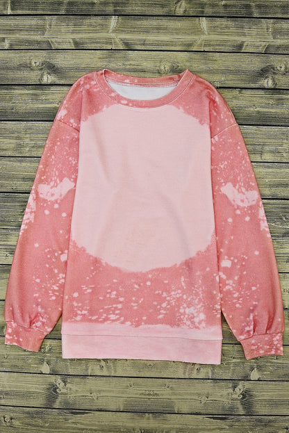 Pink Tie Dye Santa Claus Graphic Pullover Sweatshirt