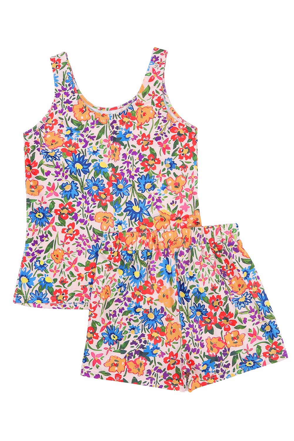 Multicolor Long Floral Print Short Sleeve Holiday Dress
