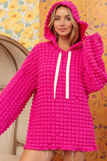 Green Bubble Textured Waffle Hoodie