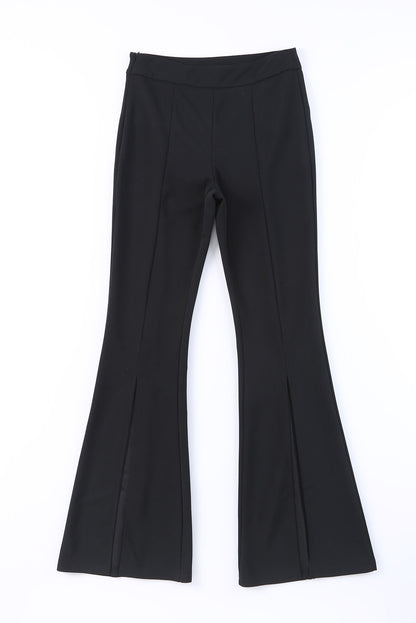 Black Split Hem High Waist Pants