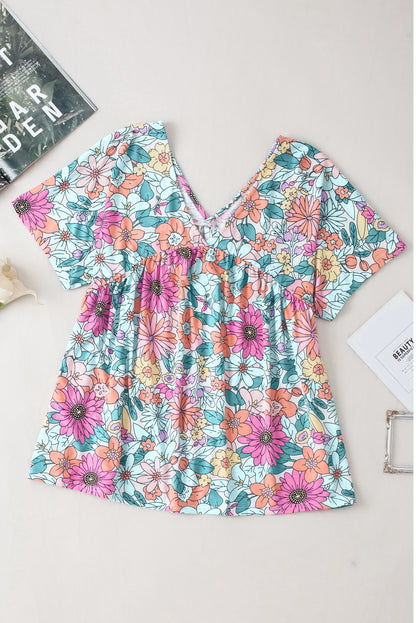 Fiery Red Round Neck Sleeveless Floral Mini Dress