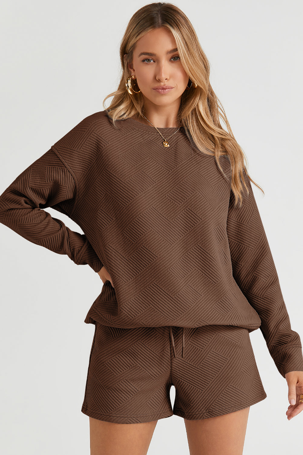 Black Ultra Loose Textured 2pcs Slouchy Outfit