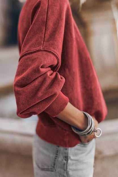 Green Drop Shoulder Crew Neck Pullover Sweatshirt