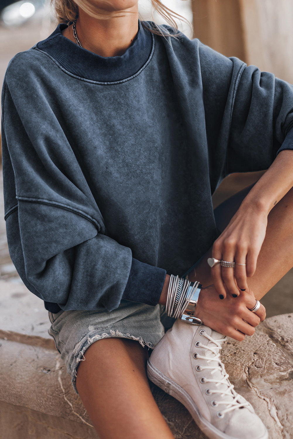Green Drop Shoulder Crew Neck Pullover Sweatshirt