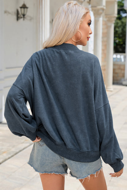 Green Drop Shoulder Crew Neck Pullover Sweatshirt
