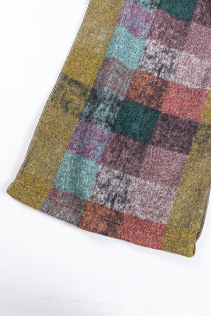 Multicolor Brushed Plaid Buttoned Pullover Oversized Hoodie