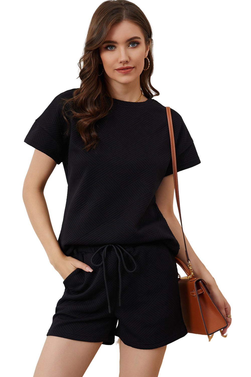 Black Ultra Loose Textured 2pcs Slouchy Outfit