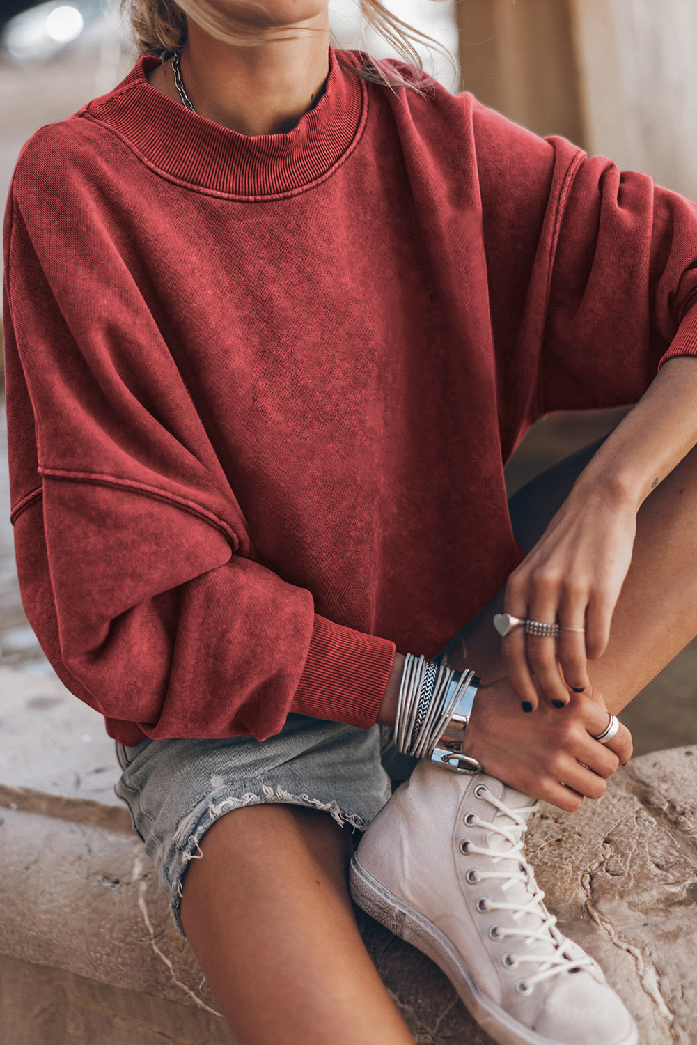 Green Drop Shoulder Crew Neck Pullover Sweatshirt