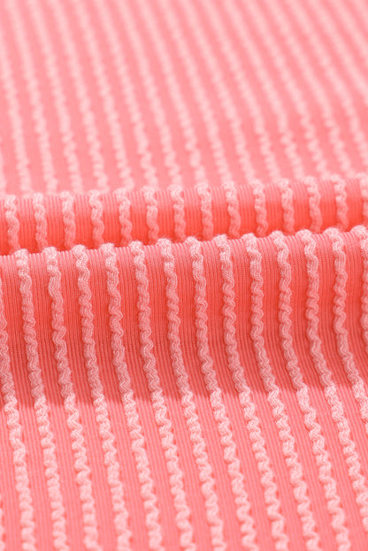 Pink Corded Flap Pocket Henley Top