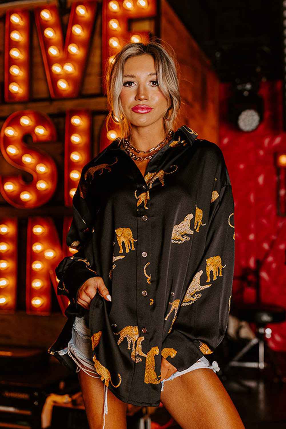 Lively Tiger Print Casual Sweatshirt