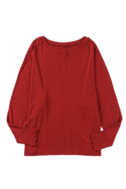Red Sequined Christmas Favor Sleeve Casual Pullover
