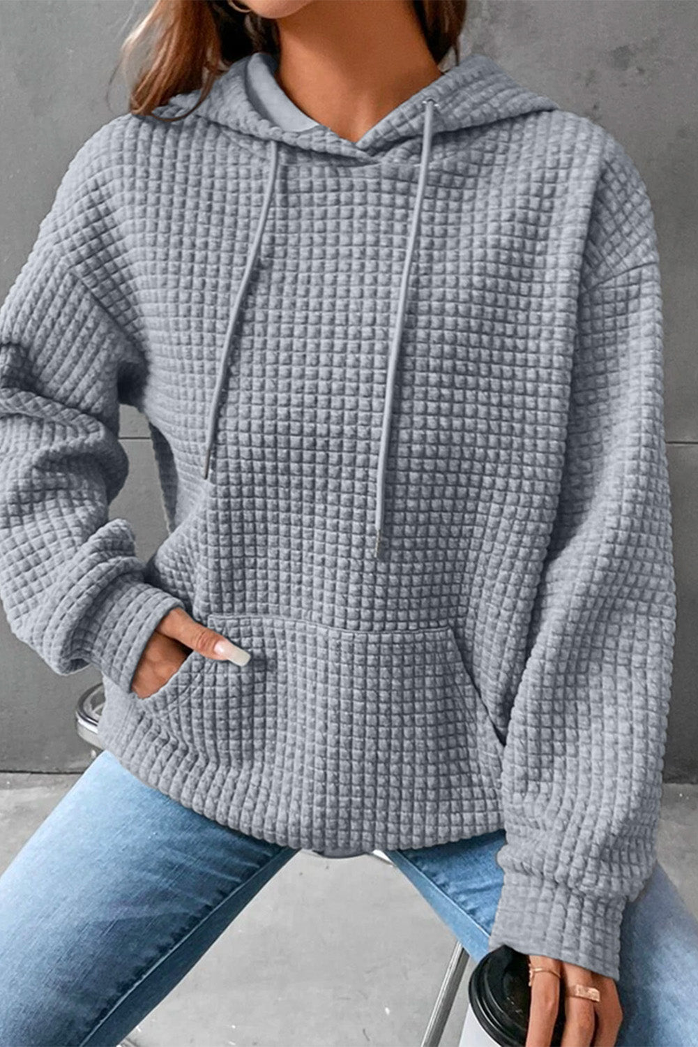 White MERRY AND BRIGHT Lattice Texture Hoodie