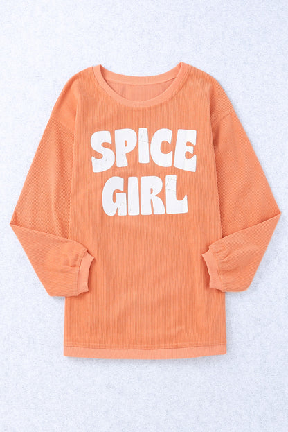 Strawberry Pink IN MY MERRY ERA Loose Fit Corded Sweatshirt