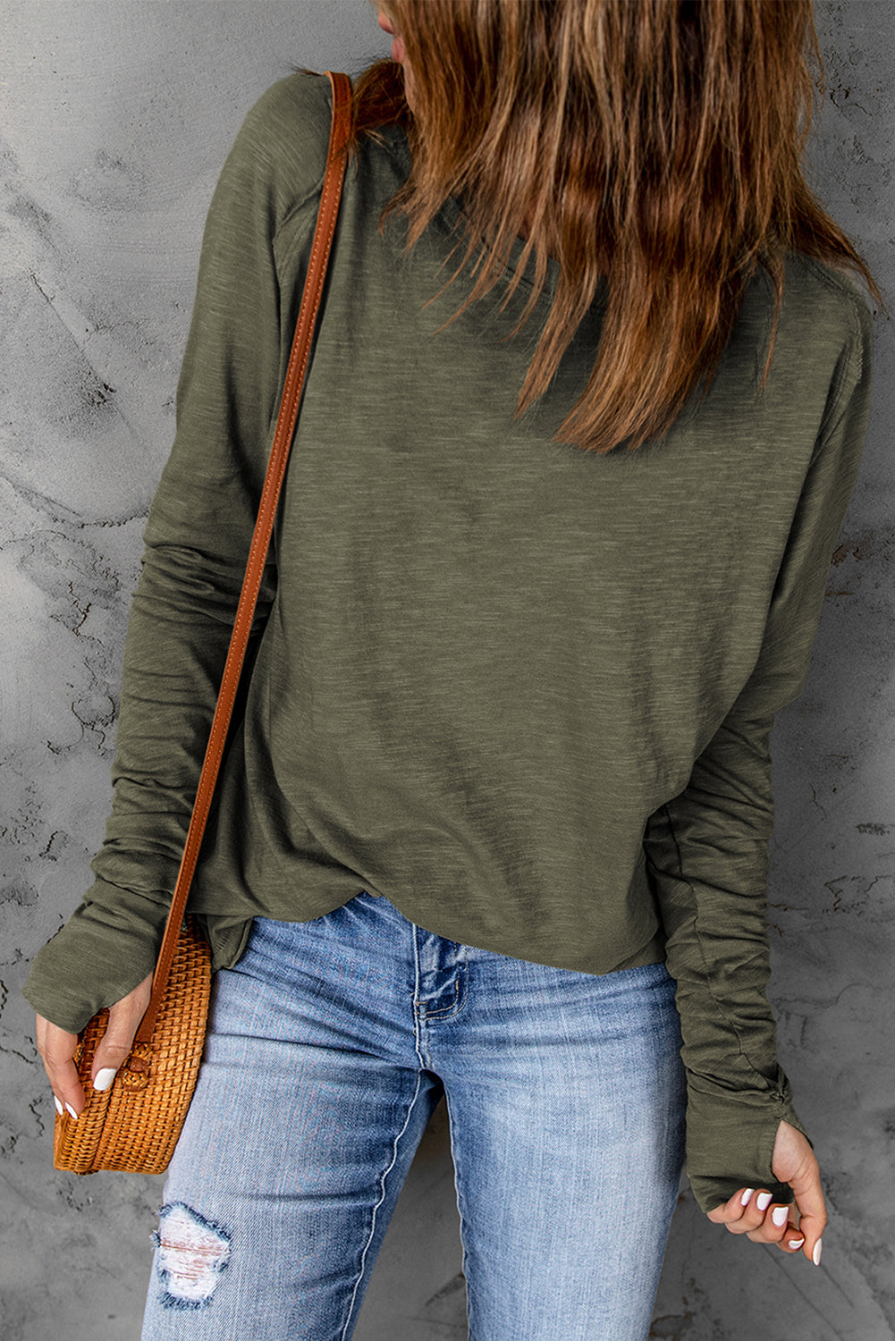 Green Merry Christmas Trees Thumbhole Sleeve Graphic Tee