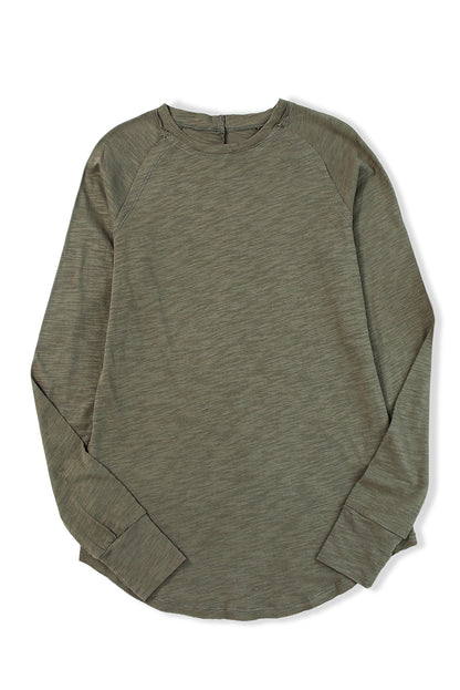 Green Merry Christmas Trees Thumbhole Sleeve Graphic Tee