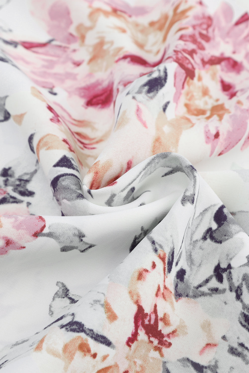 White Floral Patchwork Ribbed Maxi Dress with Pockets